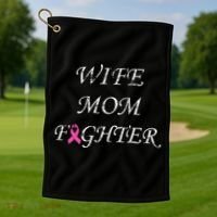 Breast Cancer Wife Mom Fighter Golf Towel thumb 1