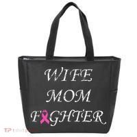 Breast Cancer Wife Mom Fighter Tote Bag thumb 0