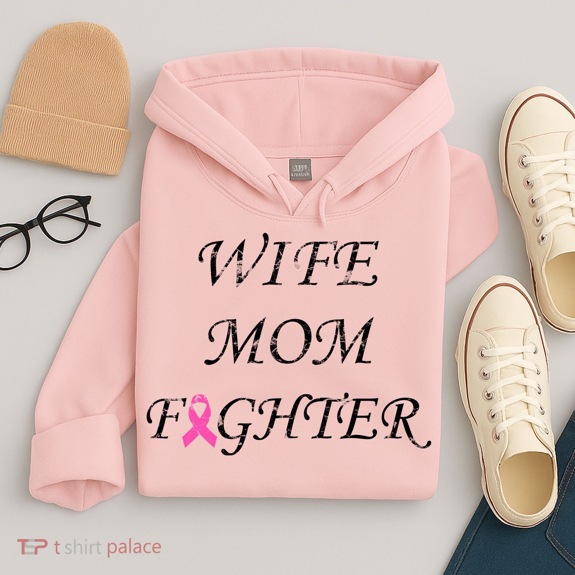 Breast Cancer Wife Mom Fighter Hoodie