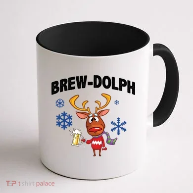 Brew-Dolph Christmas Reindeer Coffee Mug back