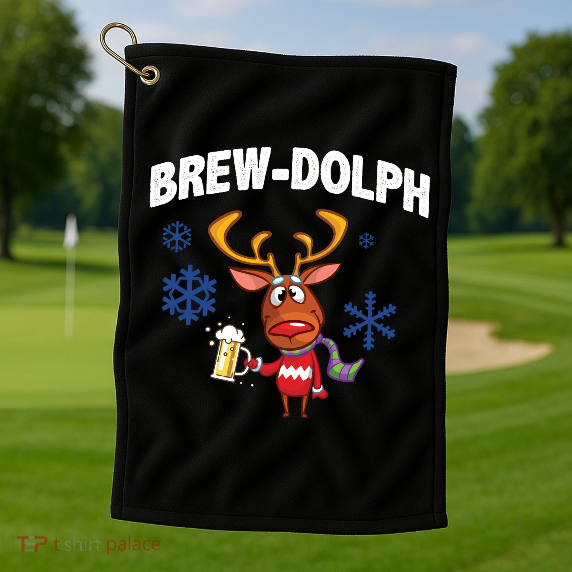 Brew-Dolph Christmas Reindeer Golf Towel