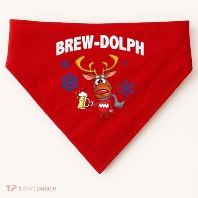 Brew-Dolph Christmas Reindeer USA-Made Doggie Bandana
