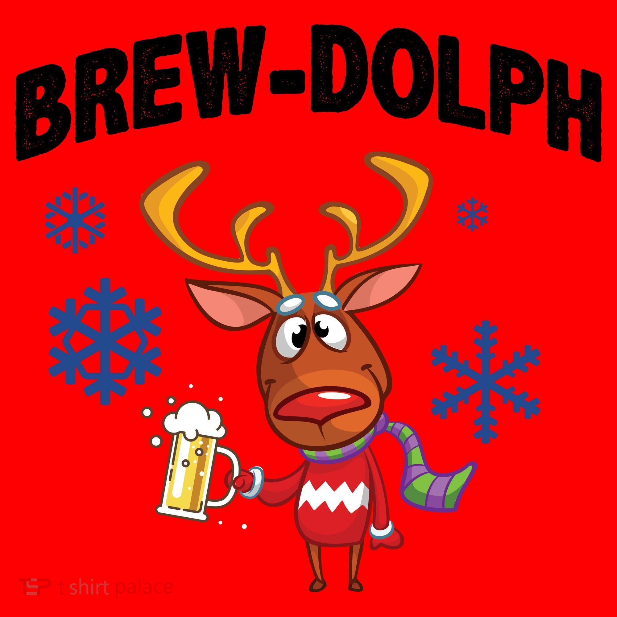 Brew-Dolph Christmas Reindeer Santa Hat