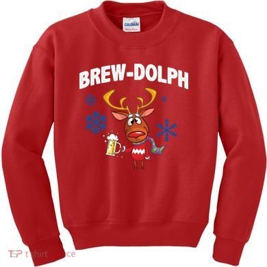 Brew-Dolph Christmas Reindeer Kids Sweatshirt