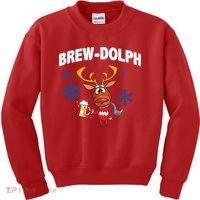 Brew-Dolph Christmas Reindeer Kids Sweatshirt thumb 0