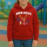 Brew-Dolph Christmas Reindeer Kids Hoodie thumb 3
