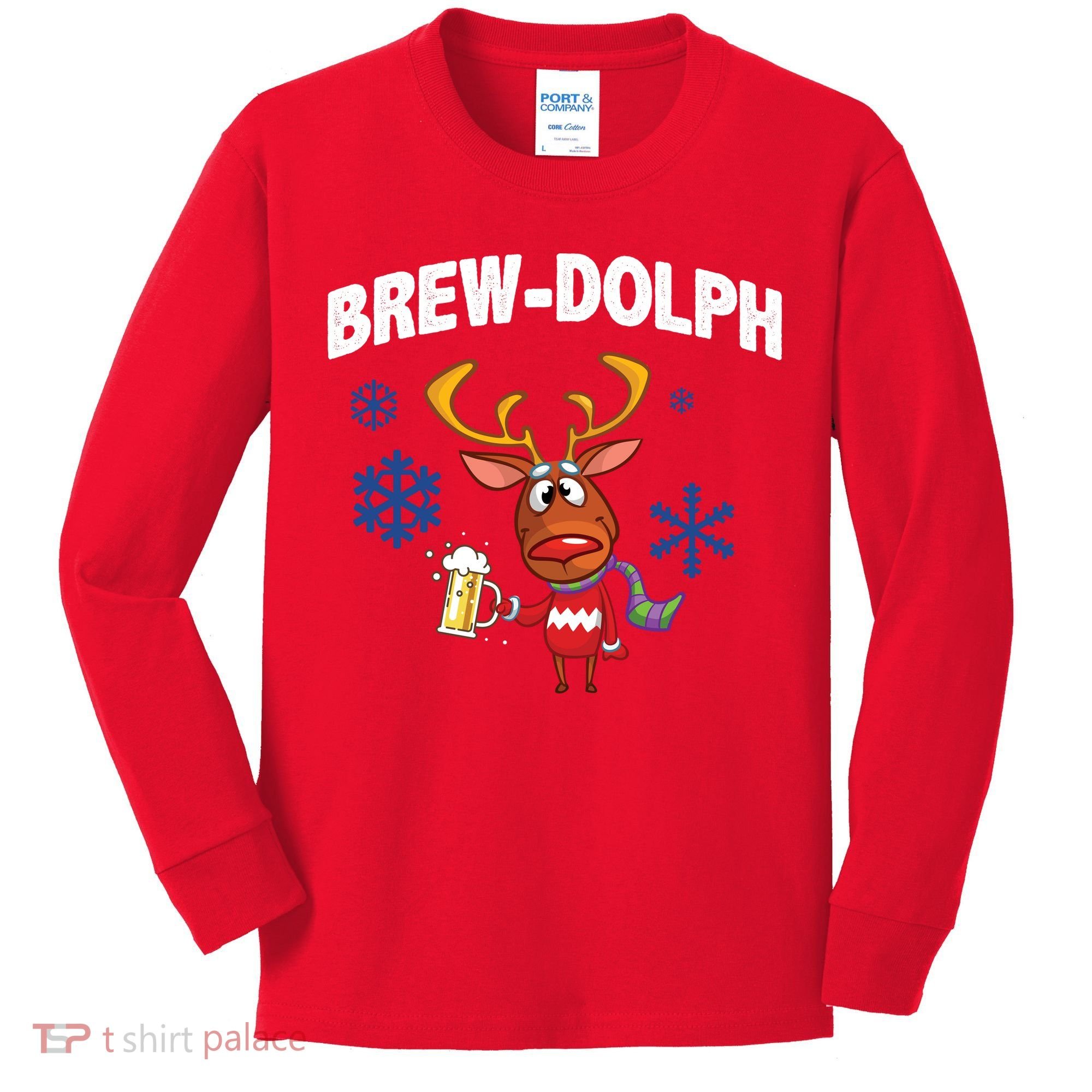 Brew-Dolph Christmas Reindeer Kids Long Sleeve Shirt
