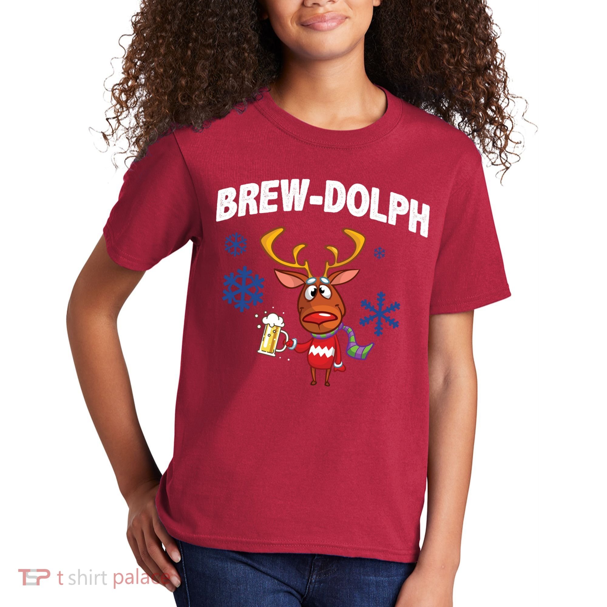 Brew-Dolph Christmas Reindeer Kids T-Shirt
