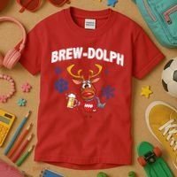 Brew-Dolph Christmas Reindeer Kids T-Shirt thumb 3