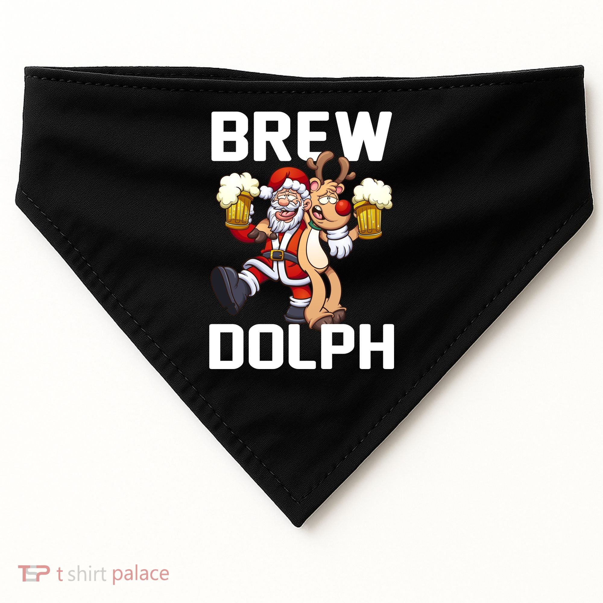 Brew Dolph Red Nose Reindeer USA-Made Doggie Bandana