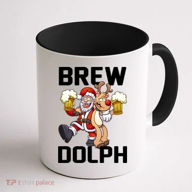 Brew Dolph Red Nose Reindeer Coffee Mug back