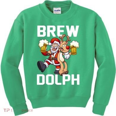 Brew Dolph Red Nose Reindeer Kids Sweatshirt