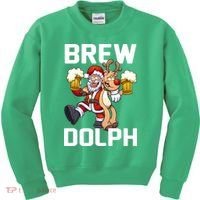 Brew Dolph Red Nose Reindeer Kids Sweatshirt thumb 0