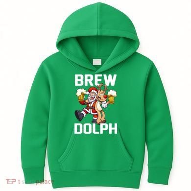 Brew Dolph Red Nose Reindeer Kids Hoodie