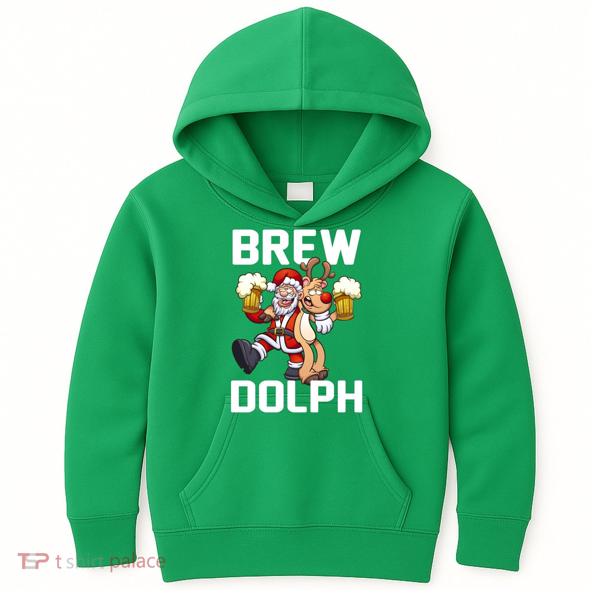 Brew Dolph Red Nose Reindeer Kids Hoodie
