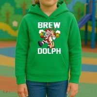 Brew Dolph Red Nose Reindeer Kids Hoodie thumb 3