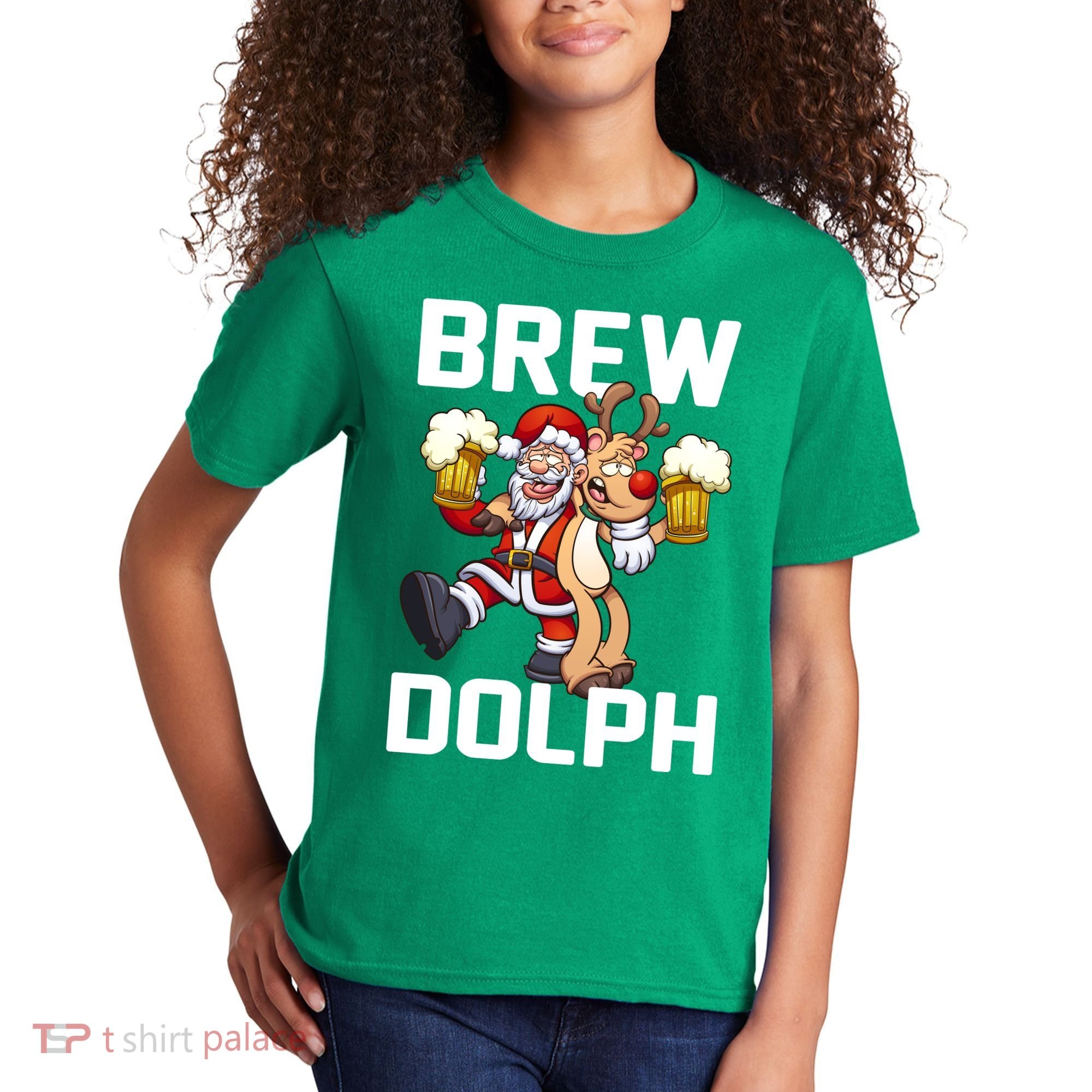 Brew Dolph Red Nose Reindeer Kids T-Shirt