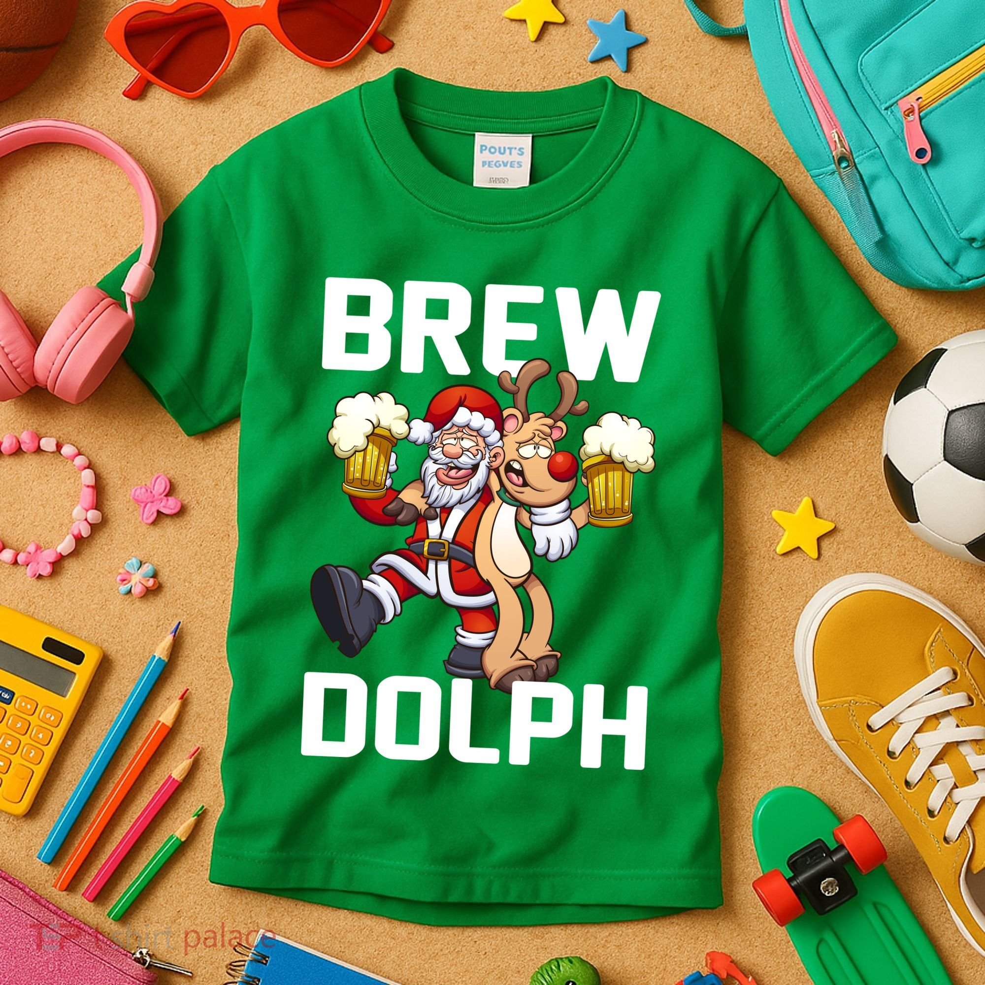 Brew Dolph Red Nose Reindeer Kids T-Shirt
