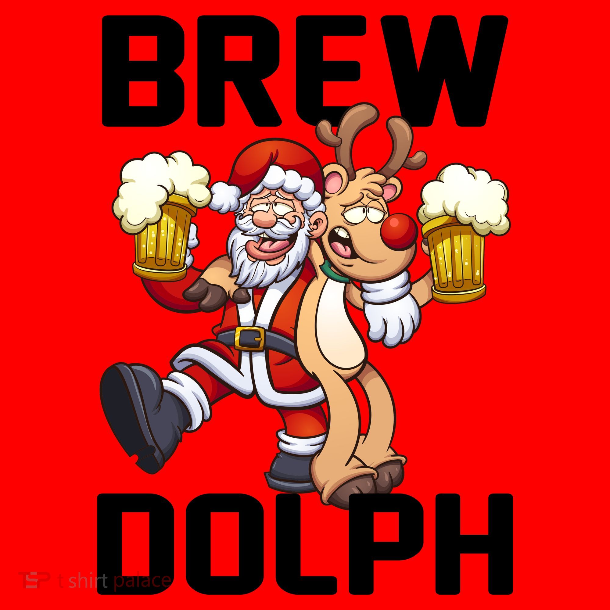 Brew Dolph Red Nose Reindeer Santa Hat