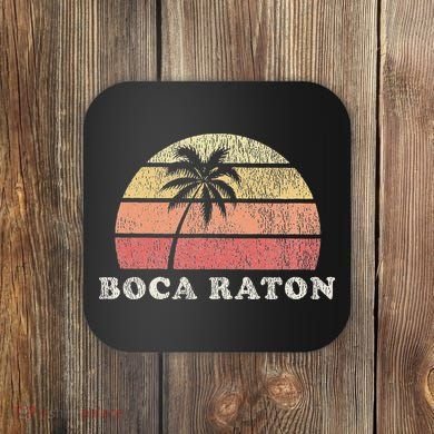 Boca Raton Fl Vintage 70s Retro Throwback Design Coaster