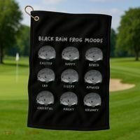 Black Rain Frog Moods Grumpy Black Desert Rain Frog Golf Towel thumb 1