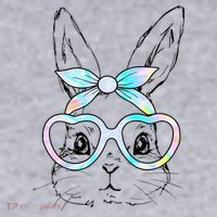 Bunny Rabbit Face Glasses Girl Happy Easter Day Women's Sweatshirt thumb 2