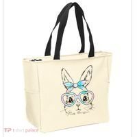 Bunny Rabbit Face Glasses Girl Happy Easter Day Tote Bag thumb 2