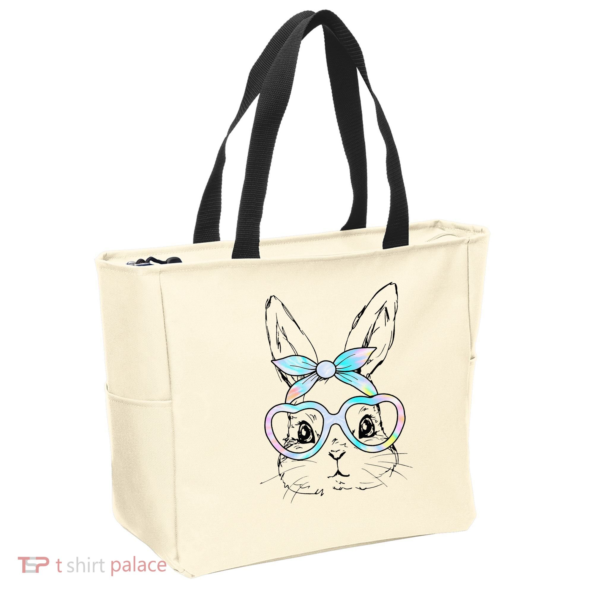 Bunny Rabbit Face Glasses Girl Happy Easter Day Tote Bag