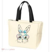 Bunny Rabbit Face Glasses Girl Happy Easter Day Tote Bag thumb 3