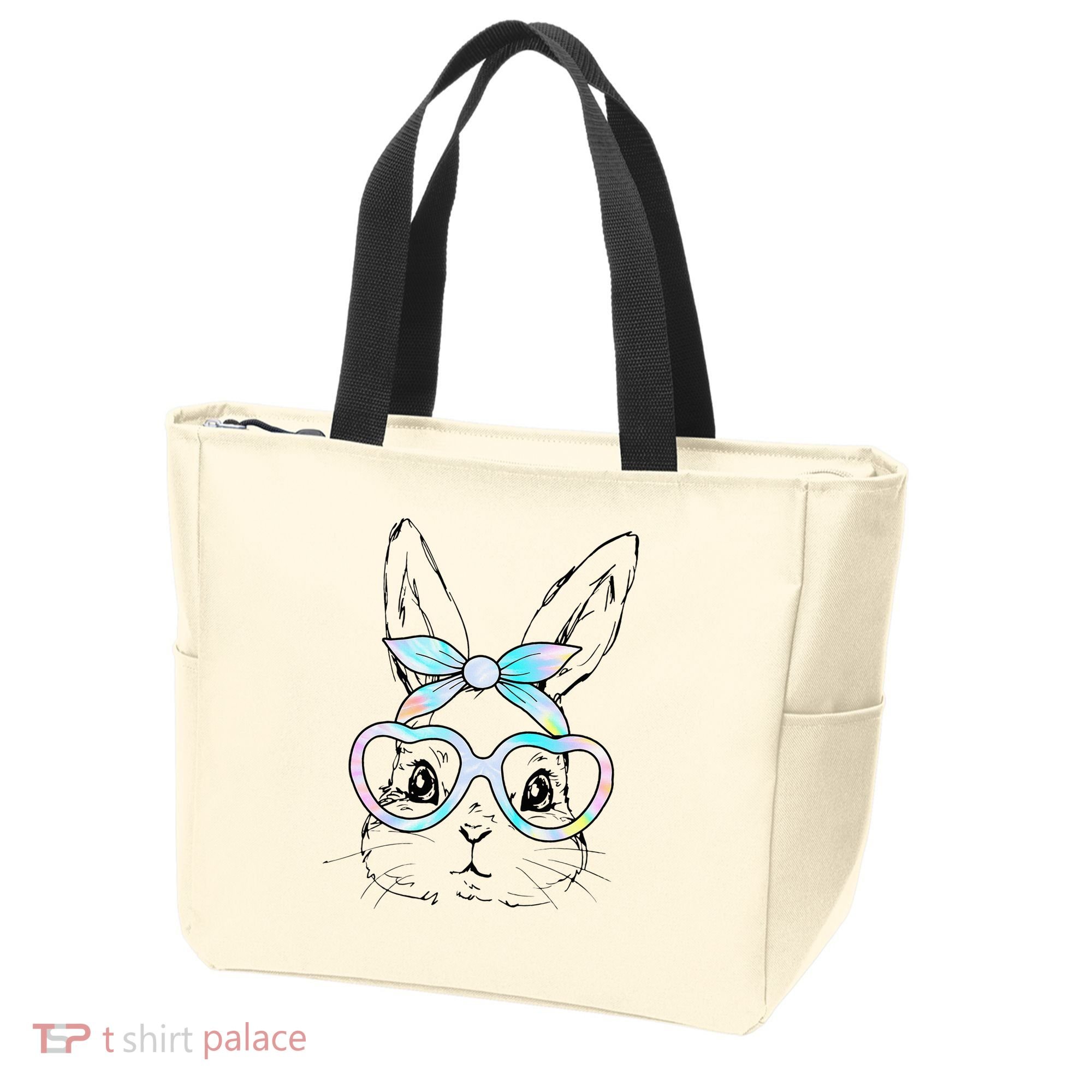 Bunny Rabbit Face Glasses Girl Happy Easter Day Tote Bag