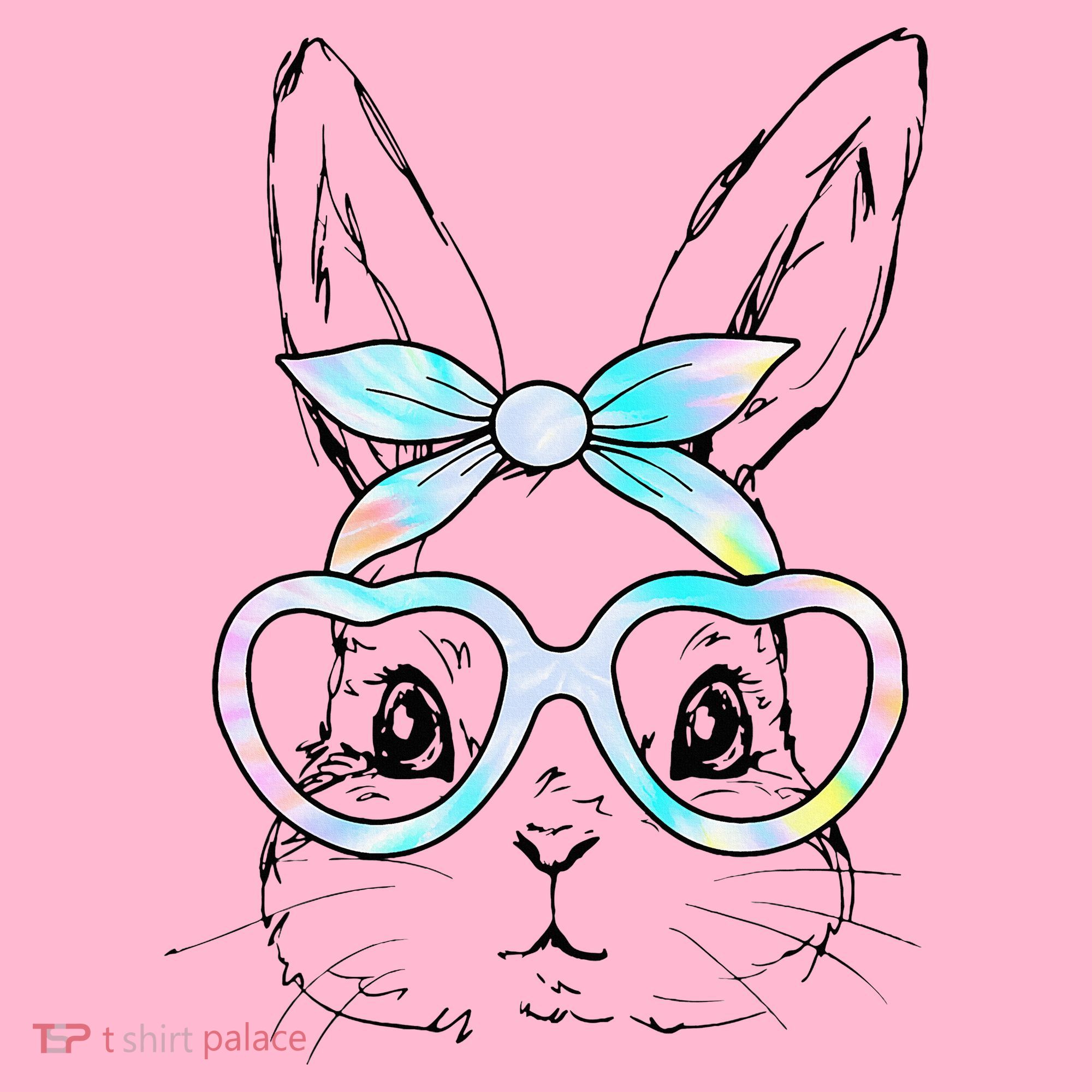 Bunny Rabbit Face Glasses Girl Happy Easter Day Coaster