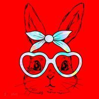 Bunny Rabbit Face Glasses Girl Happy Easter Day Santa Hat thumb 1