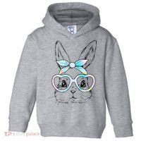 Bunny Rabbit Face Glasses Girl Happy Easter Day Toddler Hoodie thumb 0