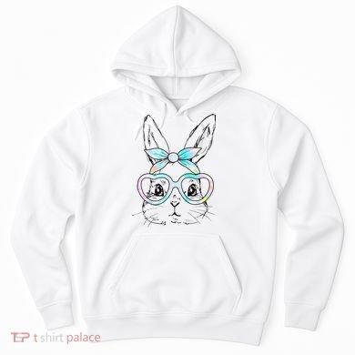 Bunny Rabbit Face Glasses Girl Happy Easter Day Hoodie