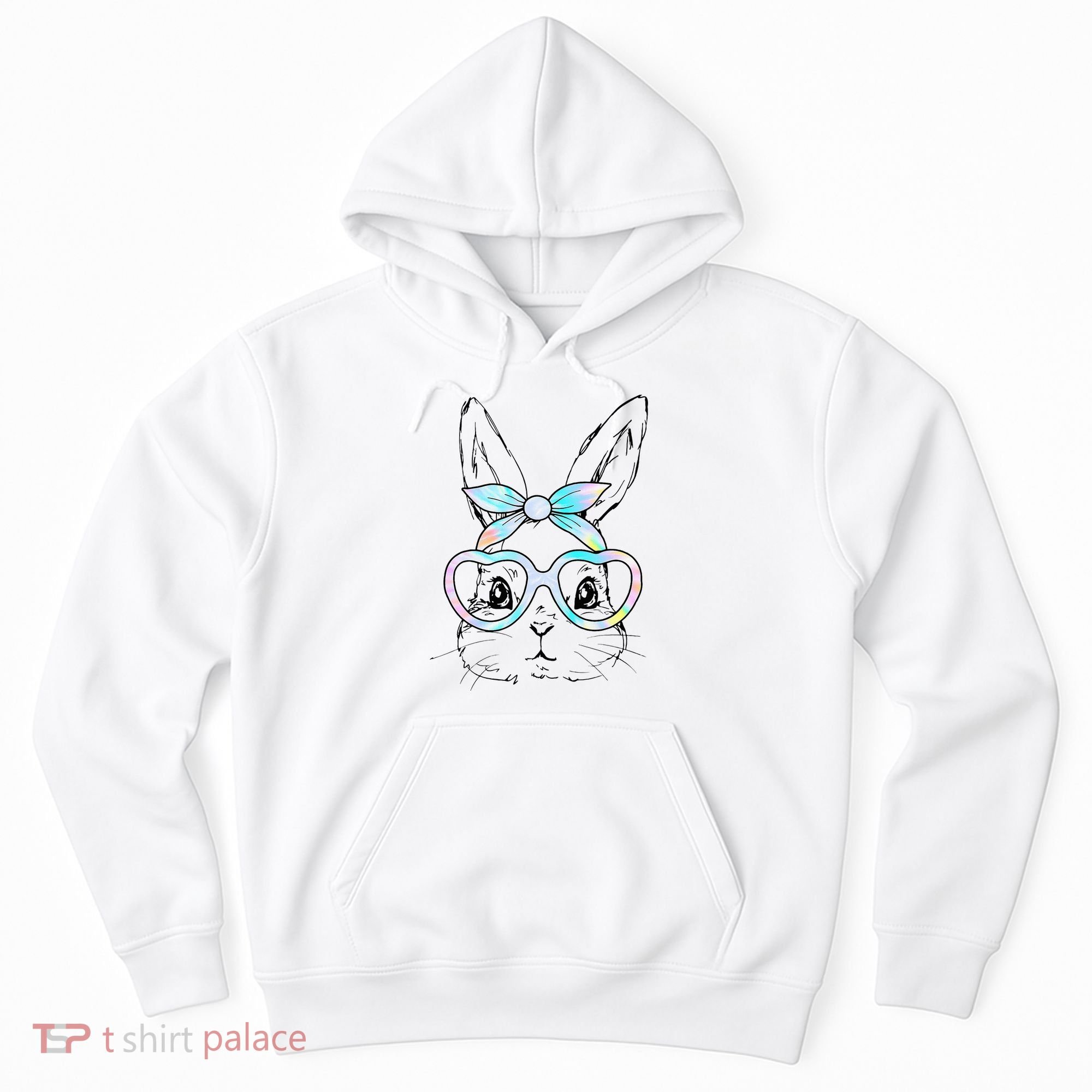Bunny Rabbit Face Glasses Girl Happy Easter Day Hoodie