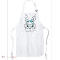Bunny Rabbit Face Glasses Girl Happy Easter Day Apron thumb 0