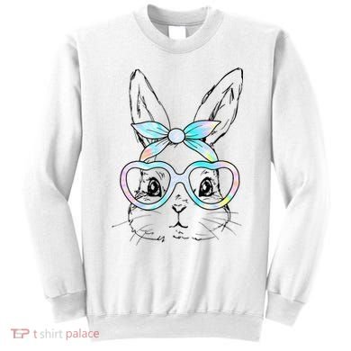 Bunny Rabbit Face Glasses Girl Happy Easter Day Sweatshirt