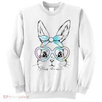 Bunny Rabbit Face Glasses Girl Happy Easter Day Sweatshirt thumb 0