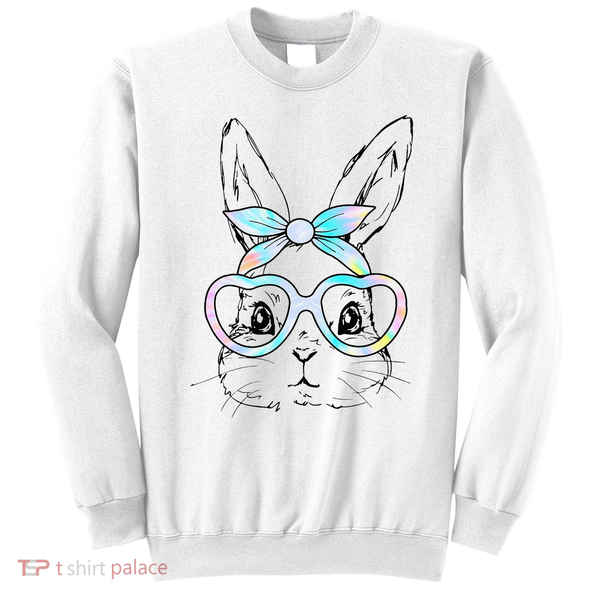 Bunny Rabbit Face Glasses Girl Happy Easter Day Sweatshirt