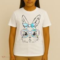 Bunny Rabbit Face Glasses Girl Happy Easter Day T-Shirt thumb 4