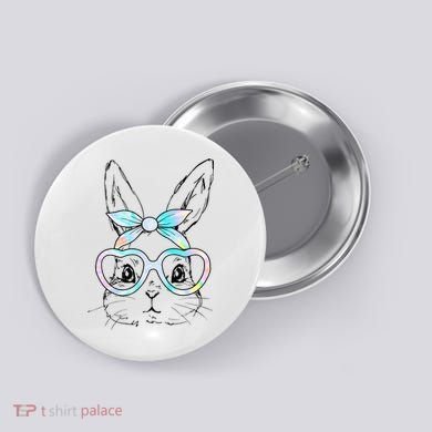 Bunny Rabbit Face Glasses Girl Happy Easter Day Button