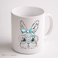 Bunny Rabbit Face Glasses Girl Happy Easter Day Coffee Mug thumb 1