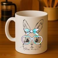 Bunny Rabbit Face Glasses Girl Happy Easter Day Coffee Mug thumb 4