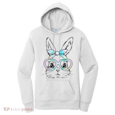 Bunny Rabbit Face Glasses Girl Happy Easter Day Women's Hoodie
