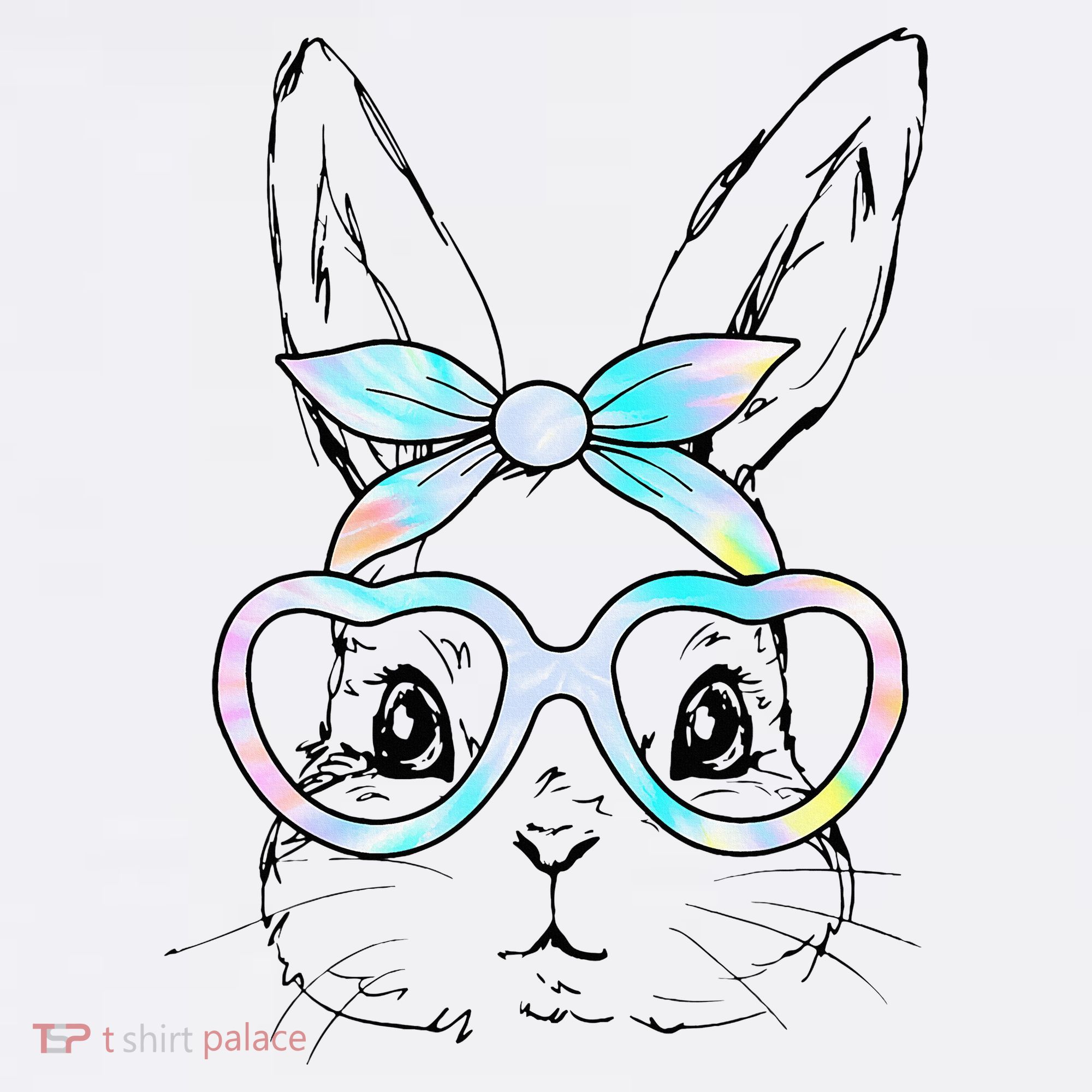 Bunny Rabbit Face Glasses Girl Happy Easter Day Women's Hoodie