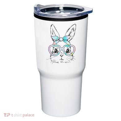 Bunny Rabbit Face Glasses Girl Happy Easter Day Tumbler