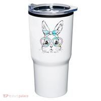 Bunny Rabbit Face Glasses Girl Happy Easter Day Tumbler thumb 0