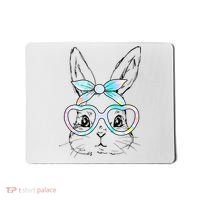 Bunny Rabbit Face Glasses Girl Happy Easter Day Mousepad thumb 0