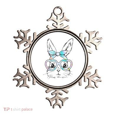 Bunny Rabbit Face Glasses Girl Happy Easter Day Ornament