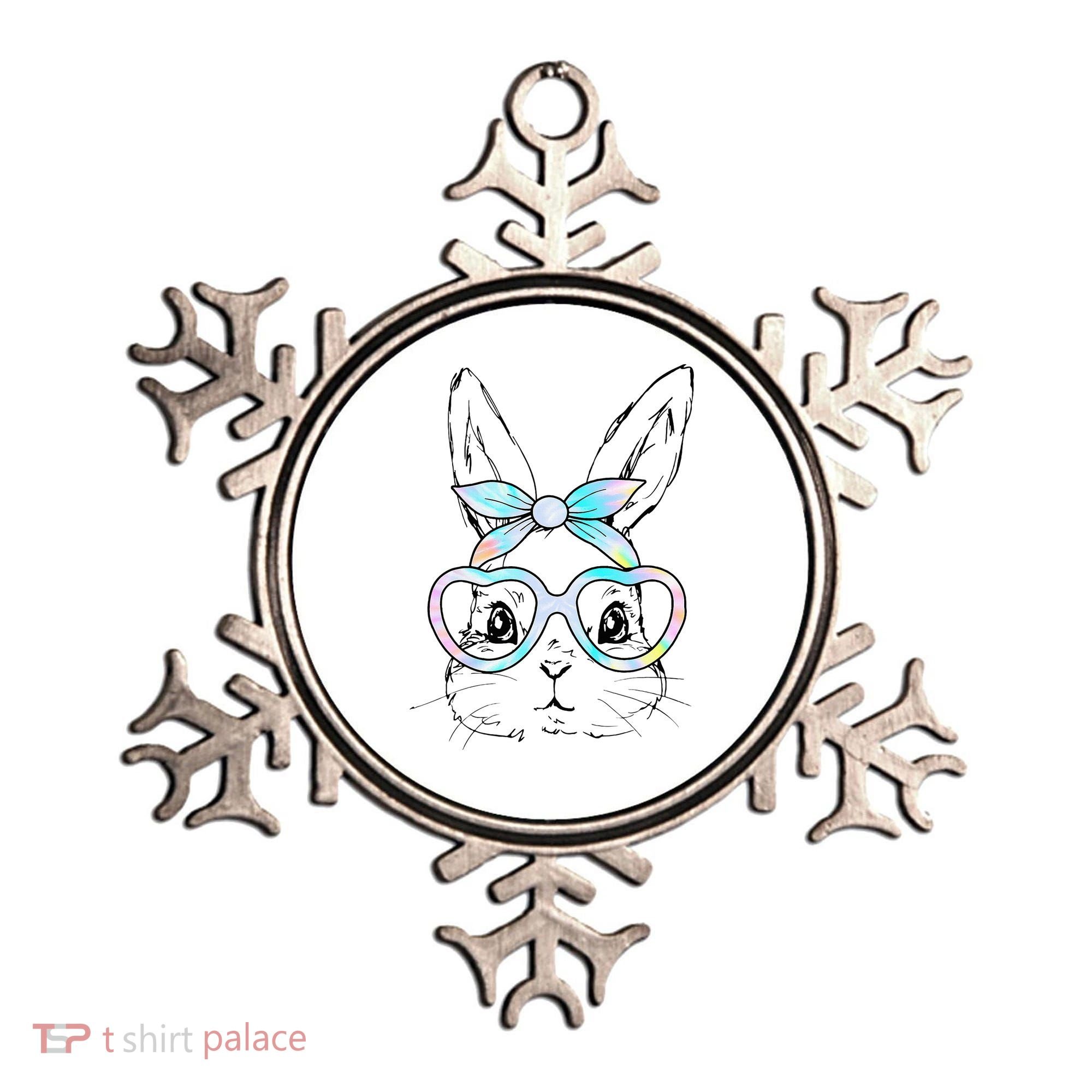 Bunny Rabbit Face Glasses Girl Happy Easter Day Ornament